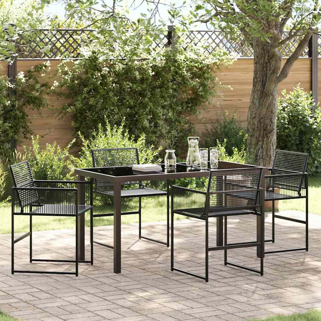 Tuin eettafelset 5 pcs Zwart Gepoedercoat staal