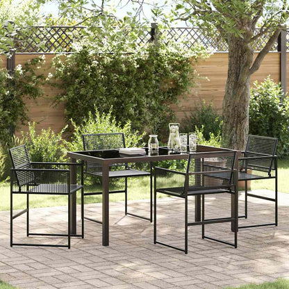 Tuin eettafelset 5 pcs Zwart Gepoedercoat staal