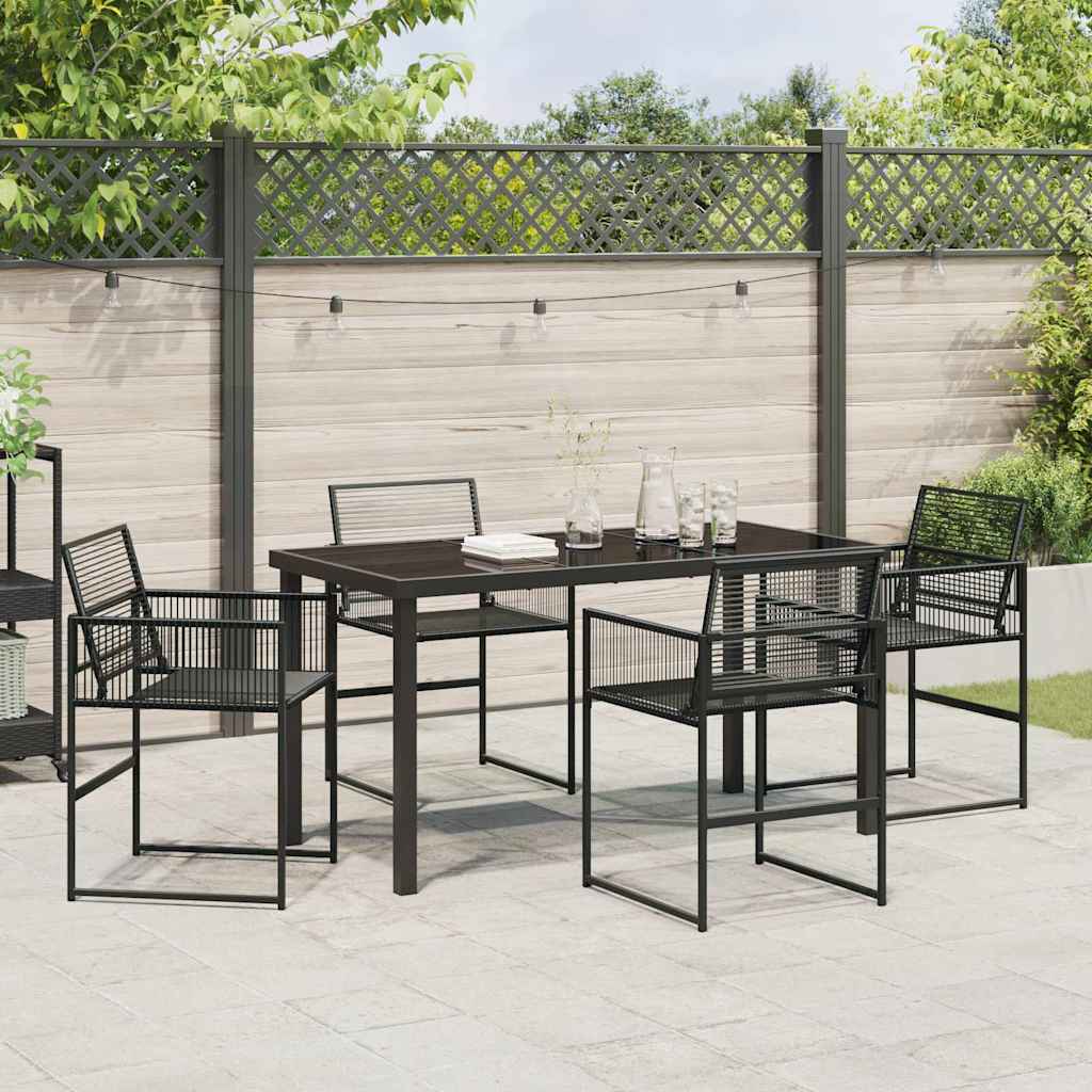 Tuin eettafelset 5 pcs Zwart Gepoedercoat staal
