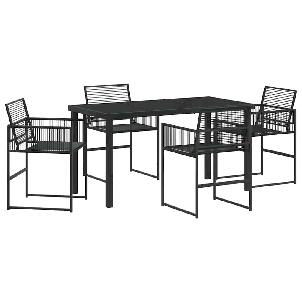 Tuin eettafelset 5 pcs Zwart Gepoedercoat staal