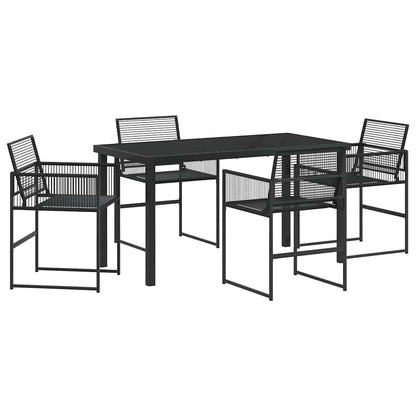 Tuin eettafelset 5 pcs Zwart Gepoedercoat staal