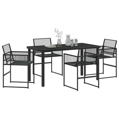 Tuin eettafelset 5 pcs Zwart Gepoedercoat staal