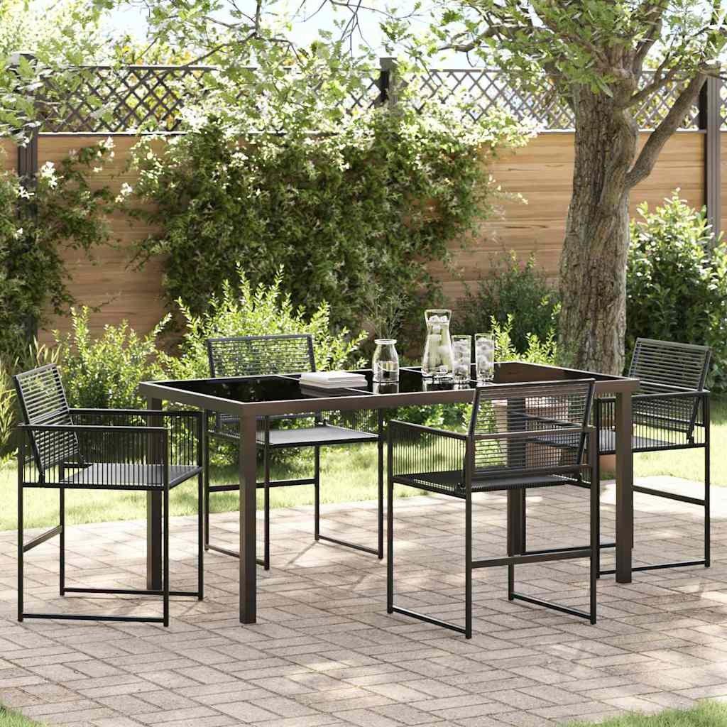 Tuin eettafelset 5 pcs Zwart Gepoedercoat staal