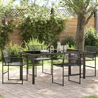 Tuin eettafelset 5 pcs Zwart Gepoedercoat staal
