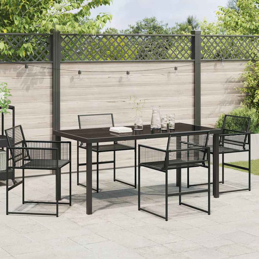 Tuin eettafelset 5 pcs Zwart Gepoedercoat staal