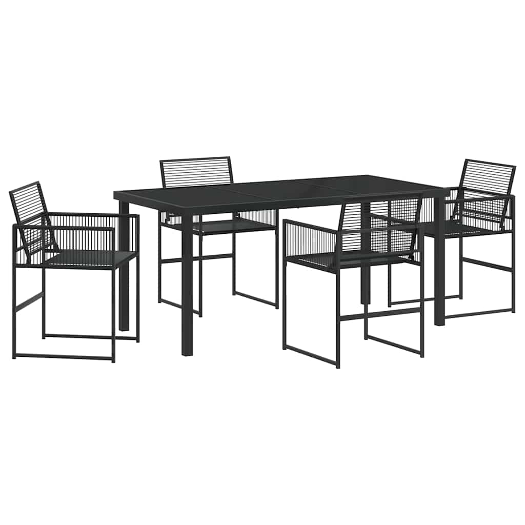 Tuin eettafelset 5 pcs Zwart Gepoedercoat staal