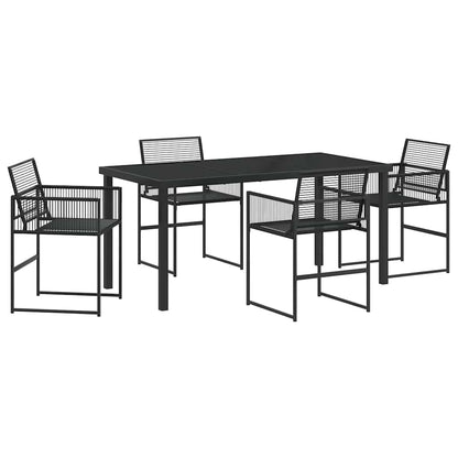 Tuin eettafelset 5 pcs Zwart Gepoedercoat staal