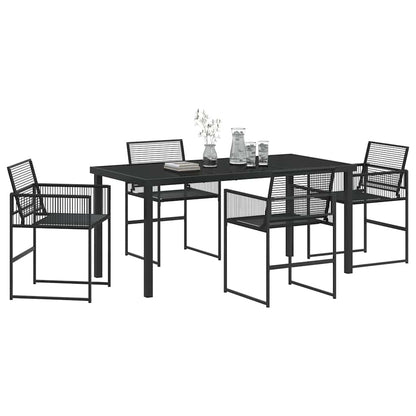Tuin eettafelset 5 pcs Zwart Gepoedercoat staal