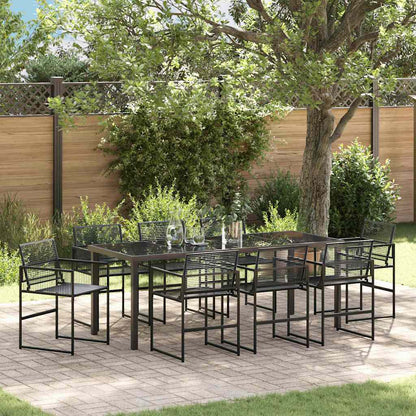 Tuin eettafelset 9 pcs Zwart Gepoedercoat staal