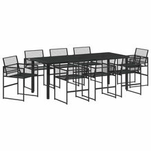 Tuin eettafelset 9 pcs Zwart Gepoedercoat staal