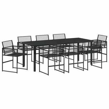 Tuin eettafelset 9 pcs Zwart Gepoedercoat staal