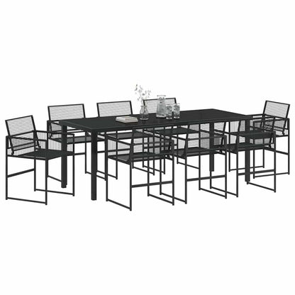 Tuin eettafelset 9 pcs Zwart Gepoedercoat staal