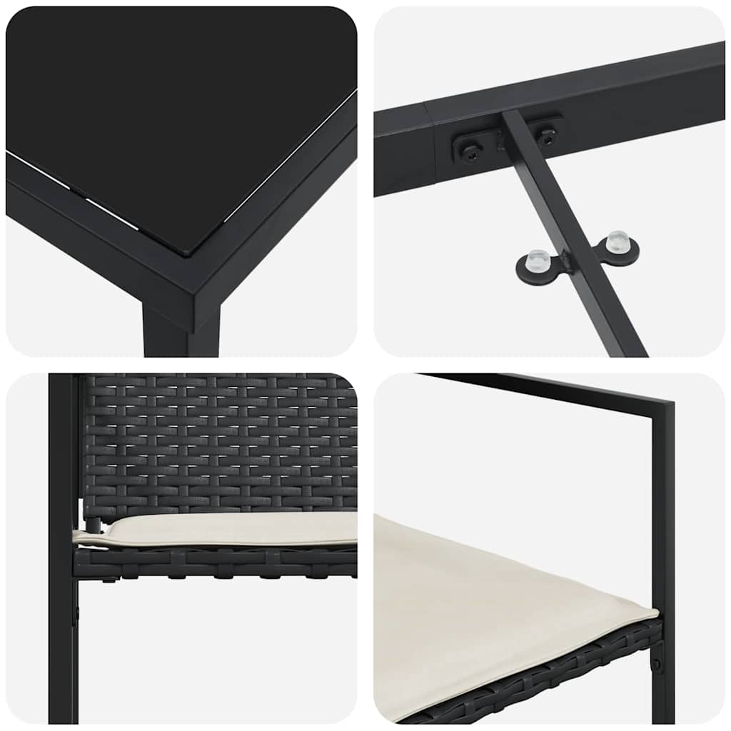 Tuin Eettafelset 9 Pcs Zwart Gepoedercoat Staal 200 cm 8-persoons