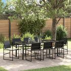 Outdoor dining set 9 pcs Black Powder-coated steel