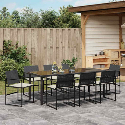 Tuin Eettafelset 9 Pcs Zwart Gepoedercoat Staal 200 cm 8-persoons