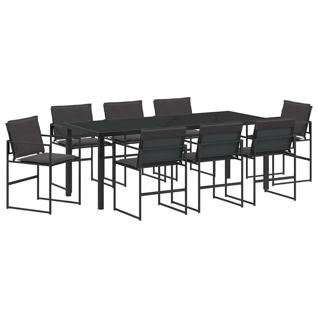 Tuin Eettafelset 9 Pcs Zwart Gepoedercoat Staal