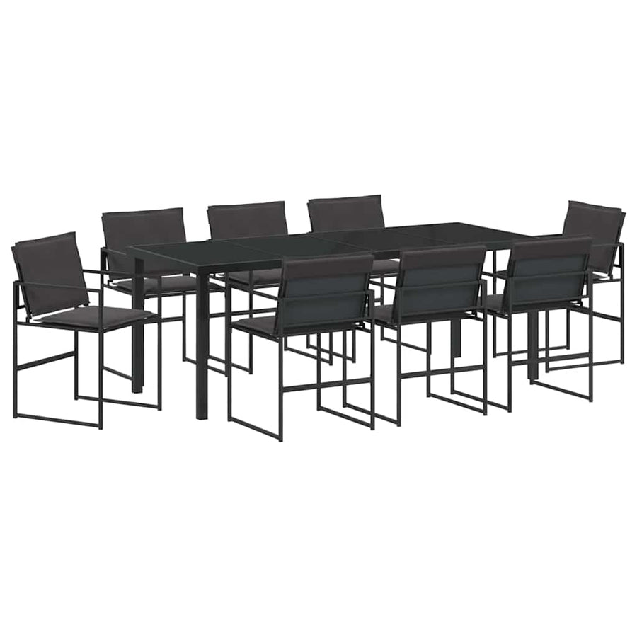Tuin Eettafelset 9 Pcs Zwart Gepoedercoat Staal
