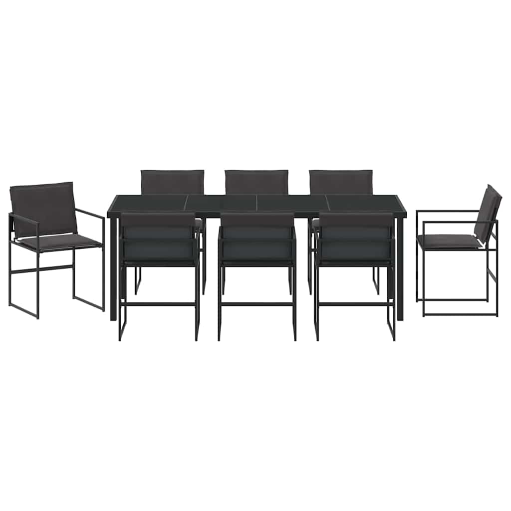Tuin Eettafelset 9 Pcs Zwart Gepoedercoat Staal