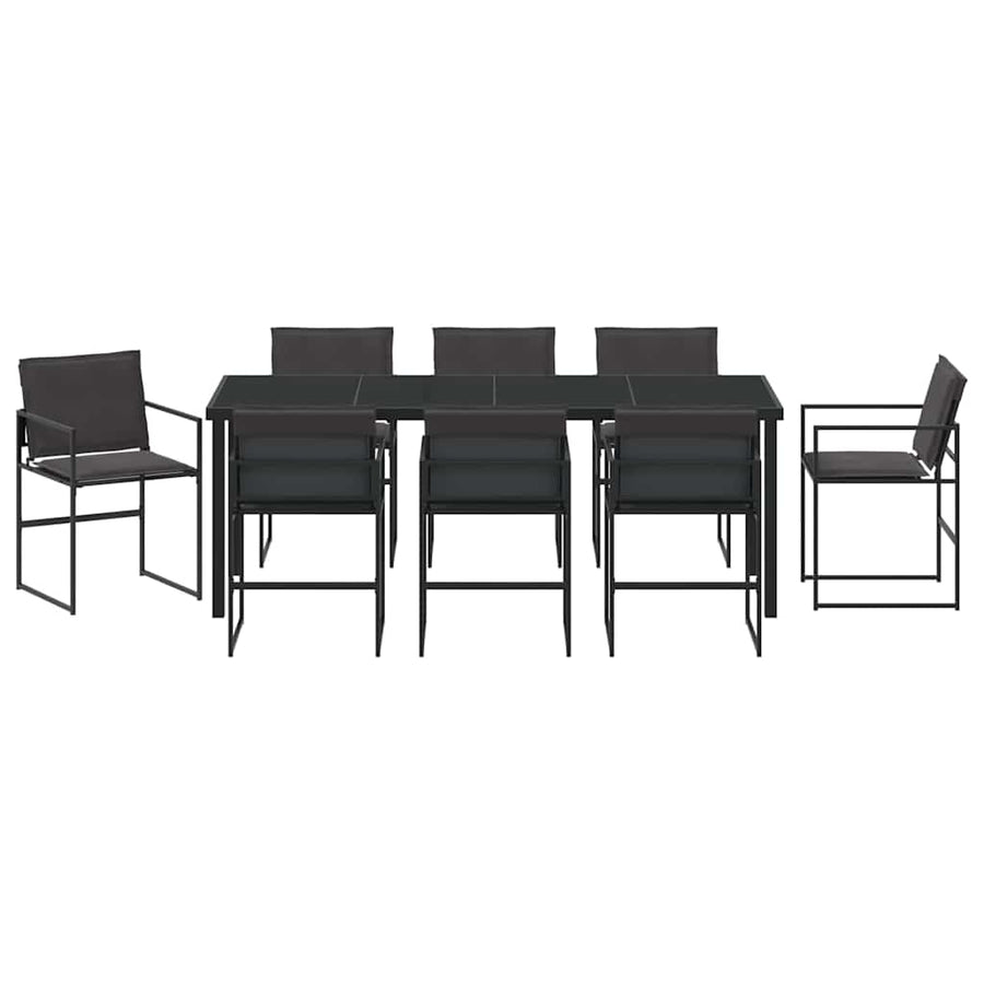 Tuin Eettafelset 9 Pcs Zwart Gepoedercoat Staal