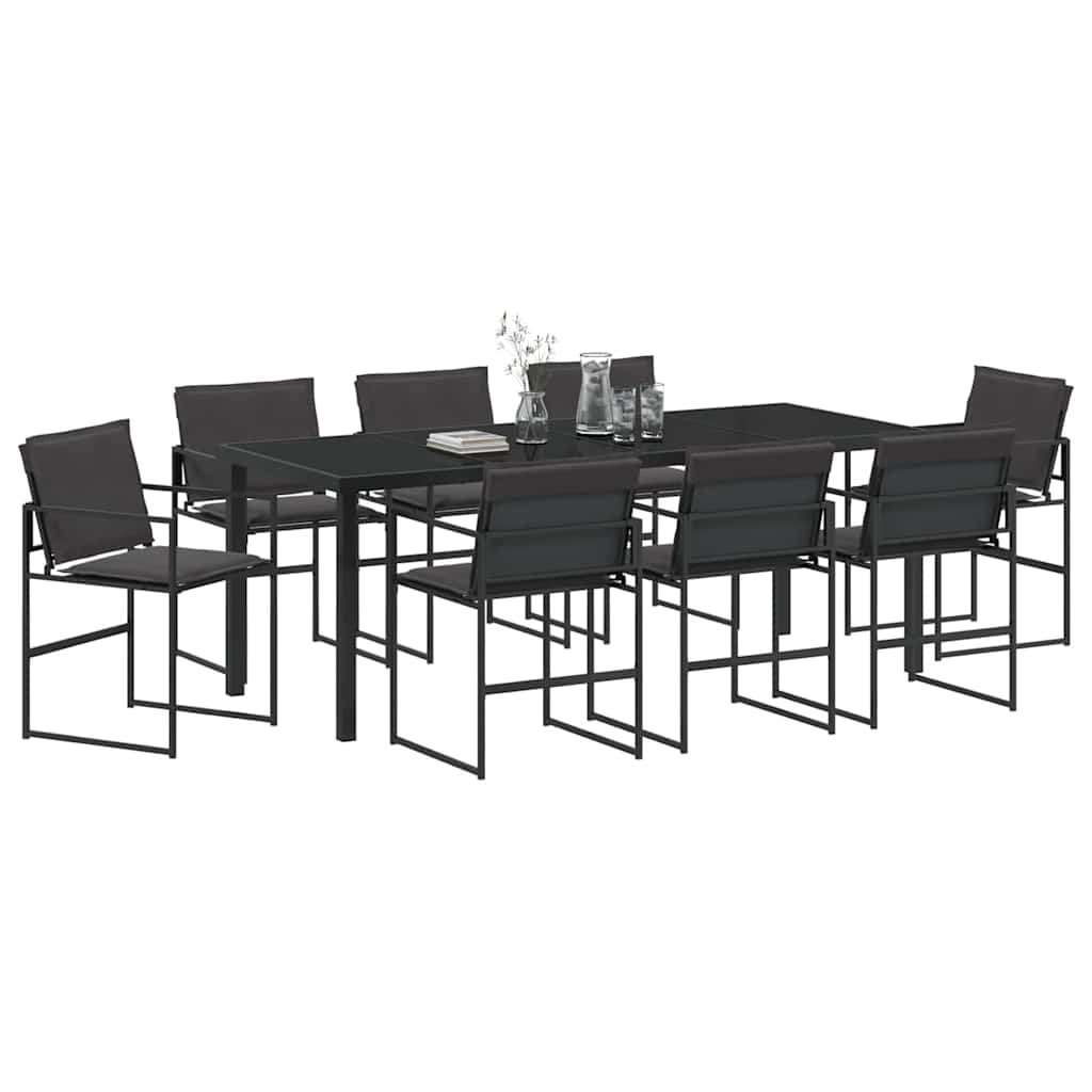 Tuin Eettafelset 9 Pcs Zwart Gepoedercoat Staal
