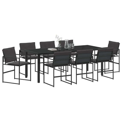 Tuin Eettafelset 9 Pcs Zwart Gepoedercoat Staal