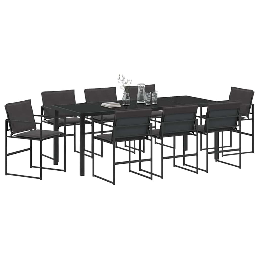 Tuin Eettafelset 9 Pcs Zwart Gepoedercoat Staal