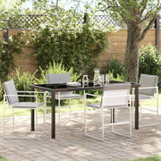 Eettafelset tuin 5-delig wit gepoedercoat staal 160x80x73 cm