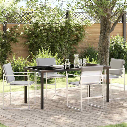 Tuin eettafelset 5 pcs Wit Gepoedercoat staal