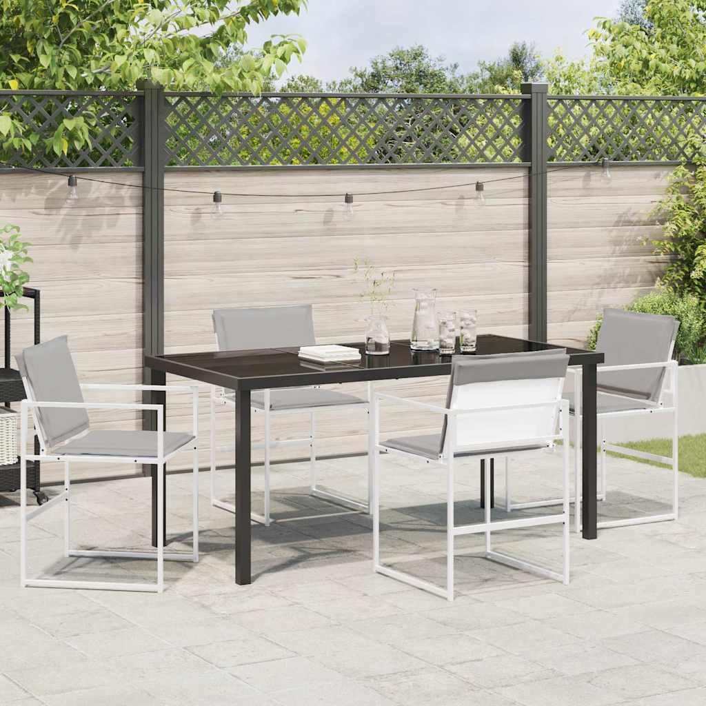 Tuin eettafelset 5 pcs Wit Gepoedercoat staal