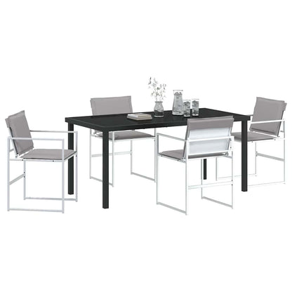 Tuin eettafelset 5 pcs Wit Gepoedercoat staal