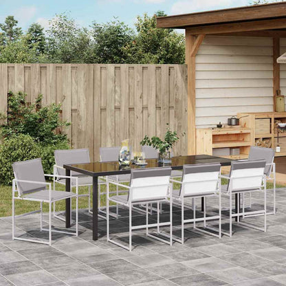 Tuin Eetset 9 pcs Wit Textilene en staal