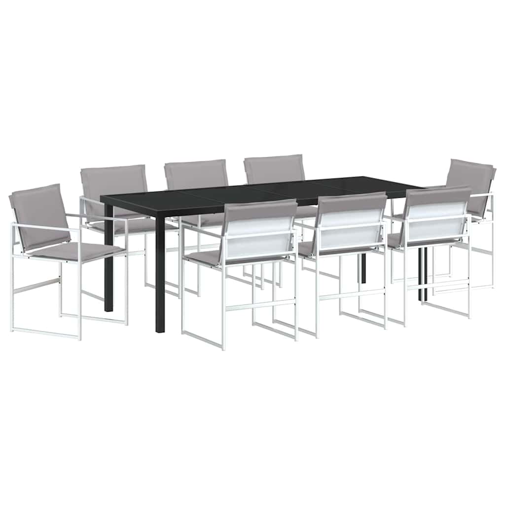 Tuin Eetset 9 pcs Wit Textilene en staal