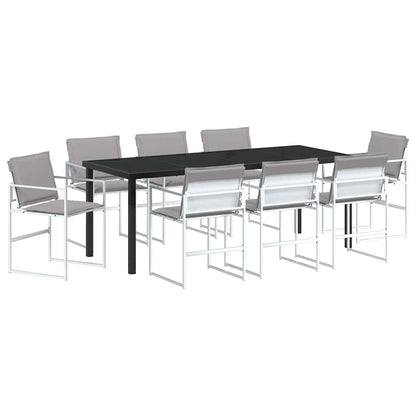 Tuin Eetset 9 pcs Wit Textilene en staal