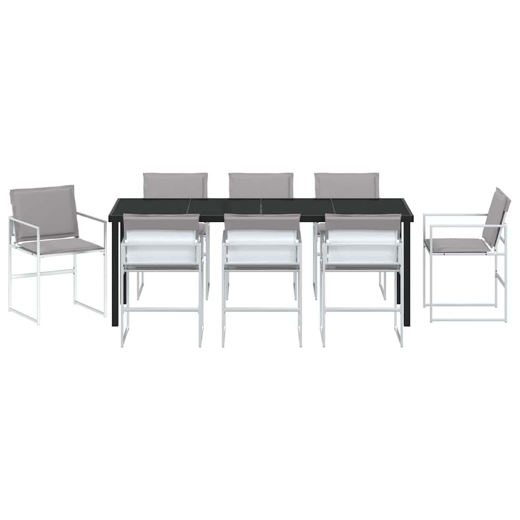 Tuin Eetset 9 pcs Wit Textilene en staal