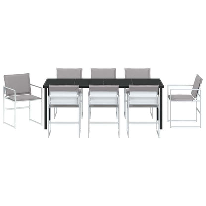 Tuin Eetset 9 pcs Wit Textilene en staal