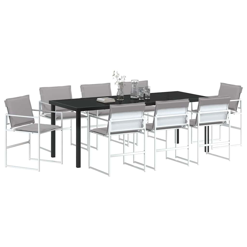 Tuin Eetset 9 pcs Wit Textilene en staal