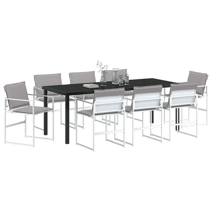 Tuin Eetset 9 pcs Wit Textilene en staal