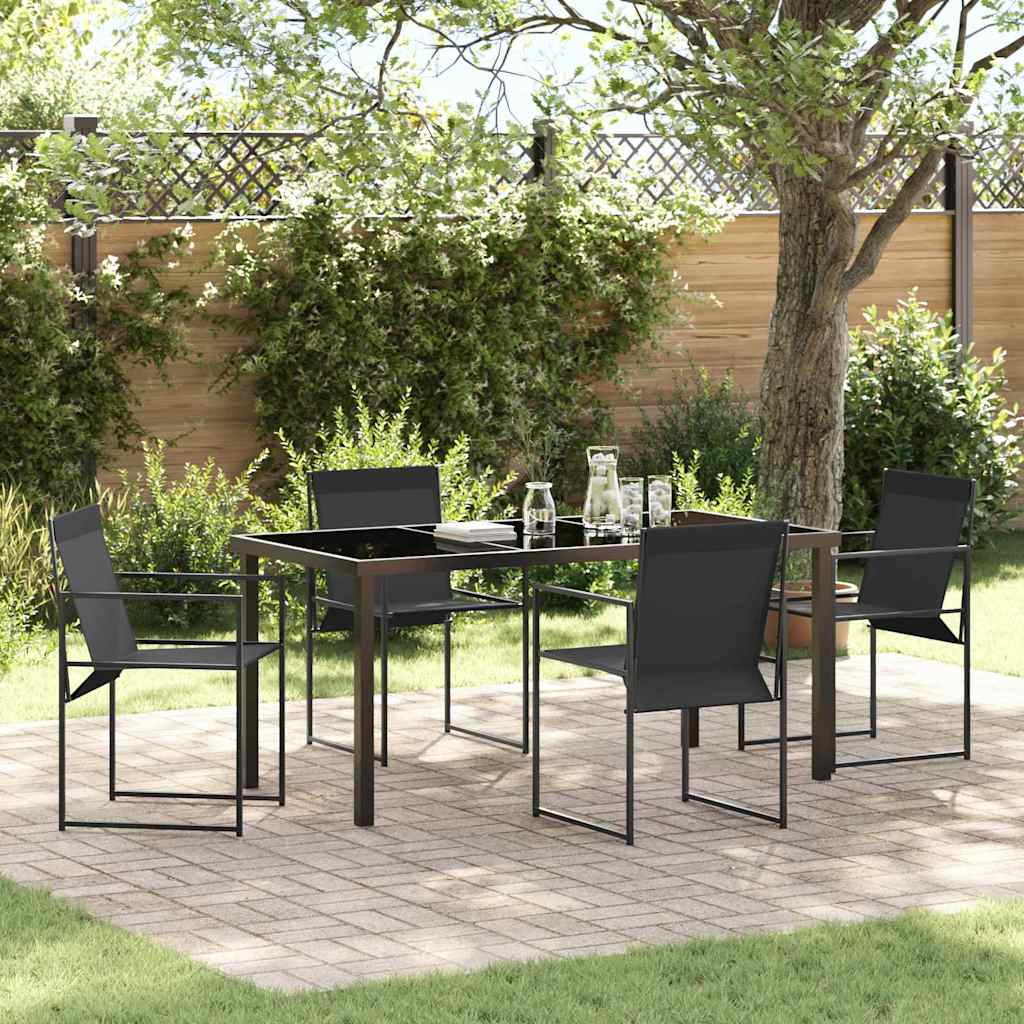 Tuin eettafelset 5 pcs Zwart Gepoedercoat staal