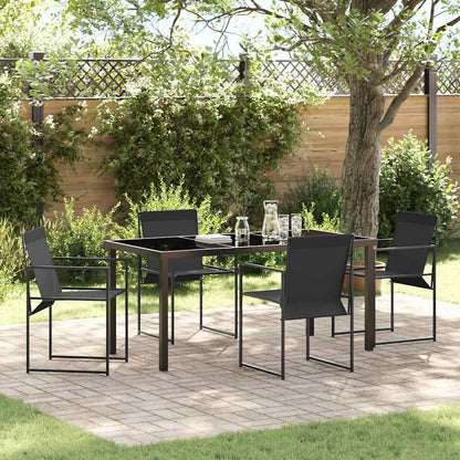 Tuin eettafelset 5 pcs Zwart Gepoedercoat staal