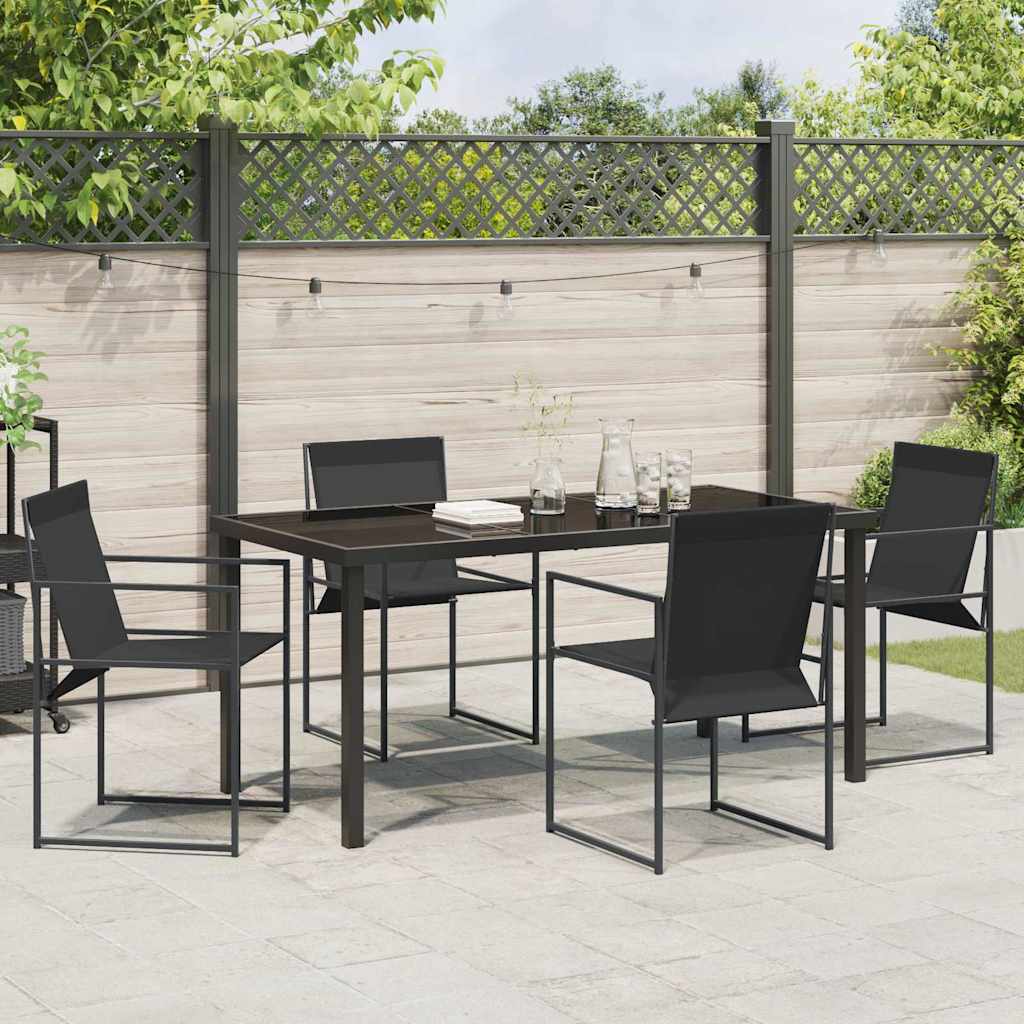 Tuin eettafelset 5 pcs Zwart Gepoedercoat staal