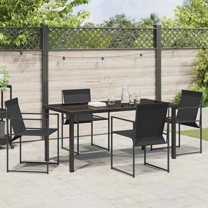 Tuin eettafelset 5 pcs Zwart Gepoedercoat staal