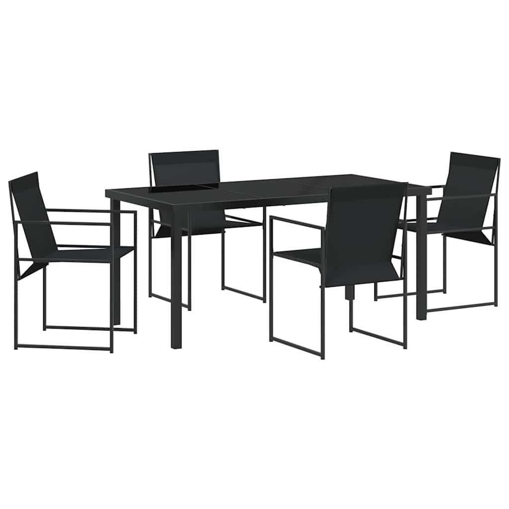 Tuin eettafelset 5 pcs Zwart Gepoedercoat staal