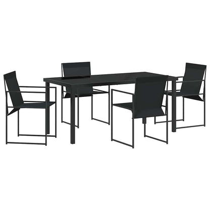 Tuin eettafelset 5 pcs Zwart Gepoedercoat staal