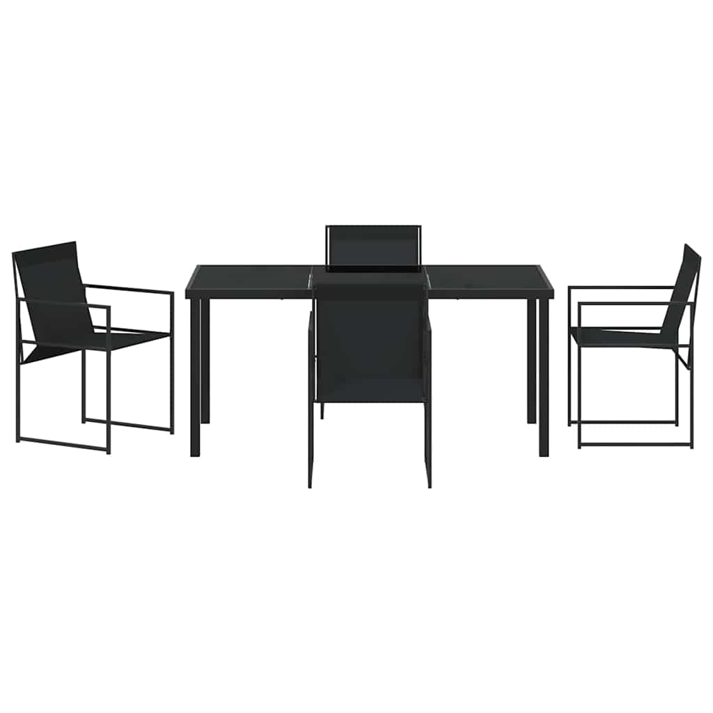 Tuin eettafelset 5 pcs Zwart Gepoedercoat staal