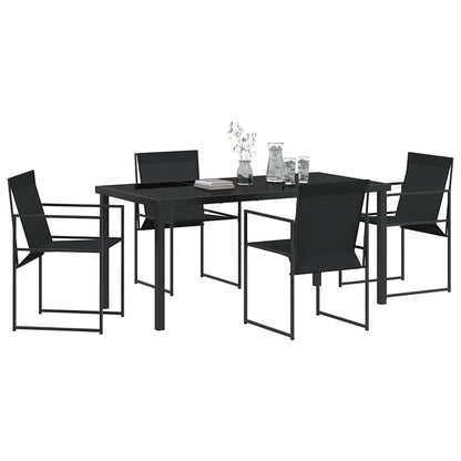 Tuin eettafelset 5 pcs Zwart Gepoedercoat staal