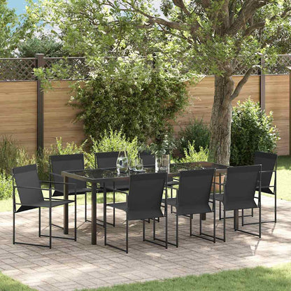 Tuin Eettafelset 9 Pcs Zwart Gepoedercoat Staal 8-persoons 200 cm