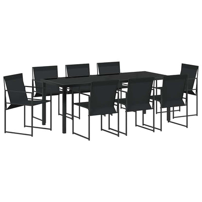 Tuin Eettafelset 9 Pcs Zwart Gepoedercoat Staal 8-persoons 200 cm