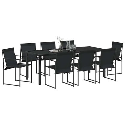 Tuin Eettafelset 9 Pcs Zwart Gepoedercoat Staal 8-persoons 200 cm