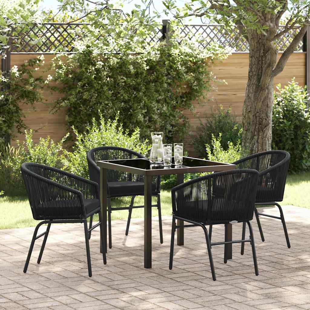 Tuin eettafelset 5 pcs Zwart Gepoedercoat staal