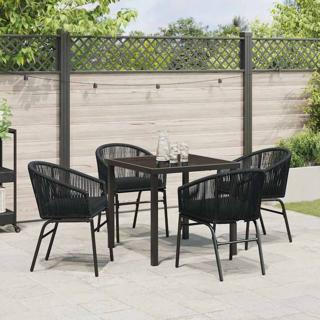 Tuin eettafelset 5 pcs Zwart Gepoedercoat staal